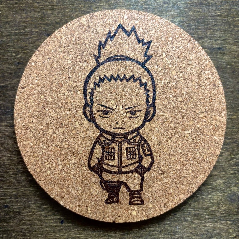 Naruto Shikamaru Chibi Style Laser Engraved Cork Coaster